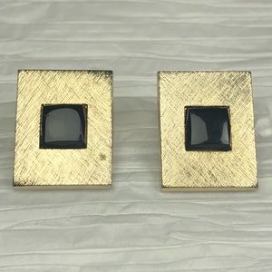 Vintage Dante Cufflinks Gold Tone Black inset